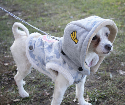 Touchdog ® Outlaw Embellished Retro-Denim Hooded Dog Sweater Coat