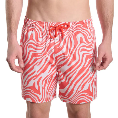 Tropical Swirl, Coral and Sand Hybrid Short, Compression Lined Swim and Resort Trunk
