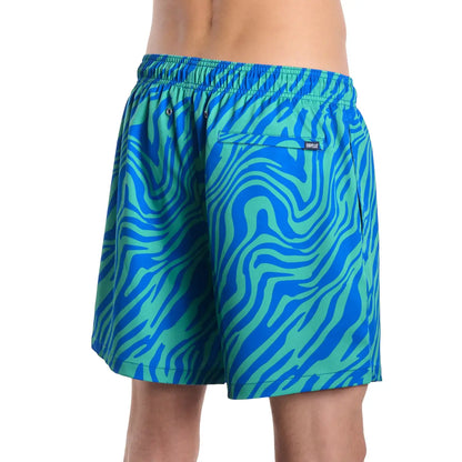 Tropical Swirl, Ocean and Palm Hybrid Short, Compression Lined Swim and Resort Trunk