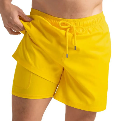 True Yellow Hybrid Short, Compression Lined Swim and Resort Trunk