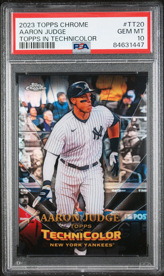Graded 2023 Topps Chrome Aaron Judge #TT20 Topps in Technicolor Baseball Card PSA 10 Gem Mint