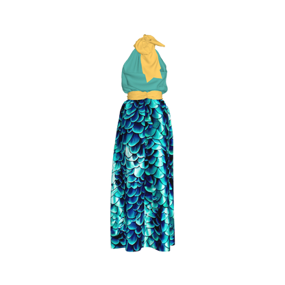 Sea Baby Backless Womens Halter Maxi Dress