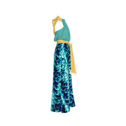 Sea Baby Backless Womens Halter Maxi Dress