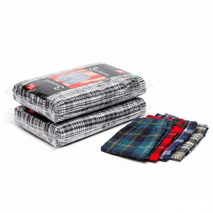 Men's Tartan Plaid Boxer Shorts 6 Pack Cotton Blend Moisture Wicking S-4XL