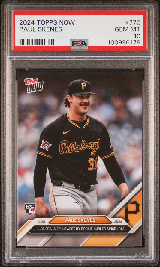 Graded 2024 Topps Now Paul Skenes #770 Rookie RC Baseball Card PSA 10 Gem Mint