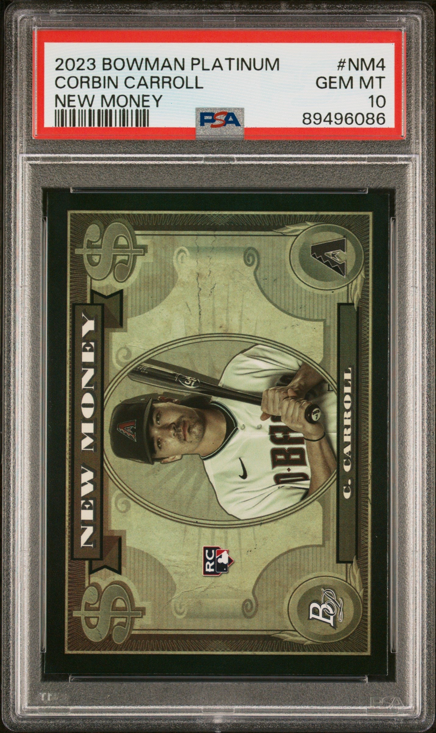 Graded 2023 Topps Bowman Platinum Corbin Carroll #NM4 New Money Rookie RC Baseball Card PSA 10 Gem Mint