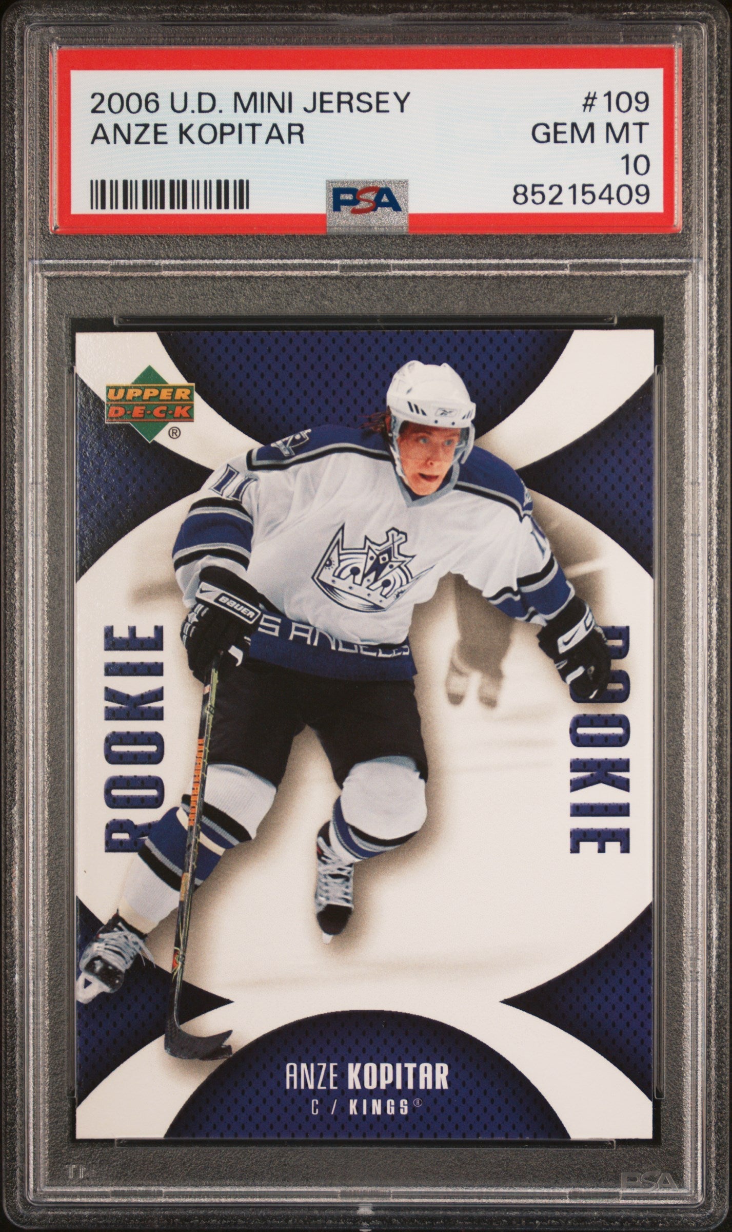 Graded 2006 Upper Deck Mini Jersey Anze Kopitar #109 Rookie RC Hockey Card PSA 10 Gem Mint