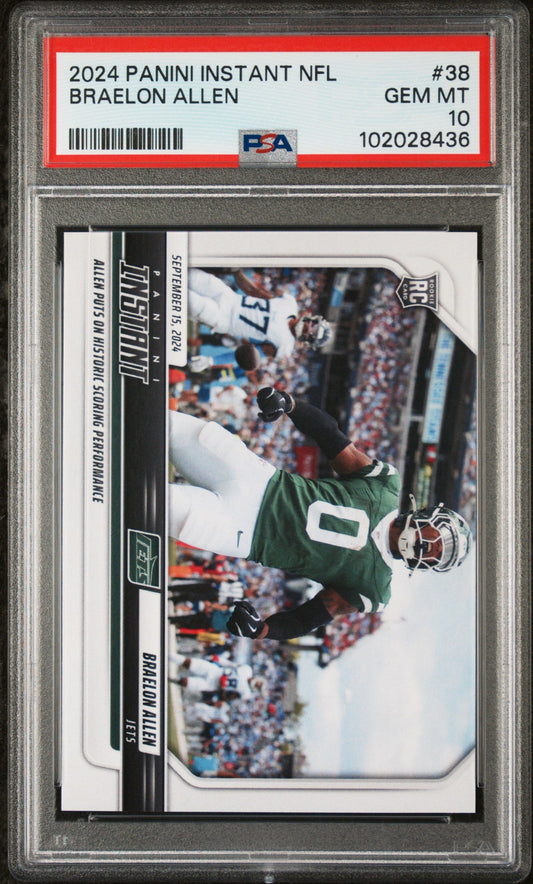 Graded 2024 Panini Instant NFL Braelon Allen #38 Rookie RC Football Card PSA 10 Gem Mint