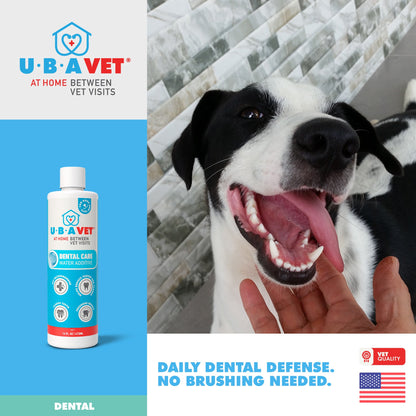 UBAVET Dental Care Water Additive for Dogs & Cats – Odorless & Tasteless Oral Health Solution (16 fl oz / 473 ml)