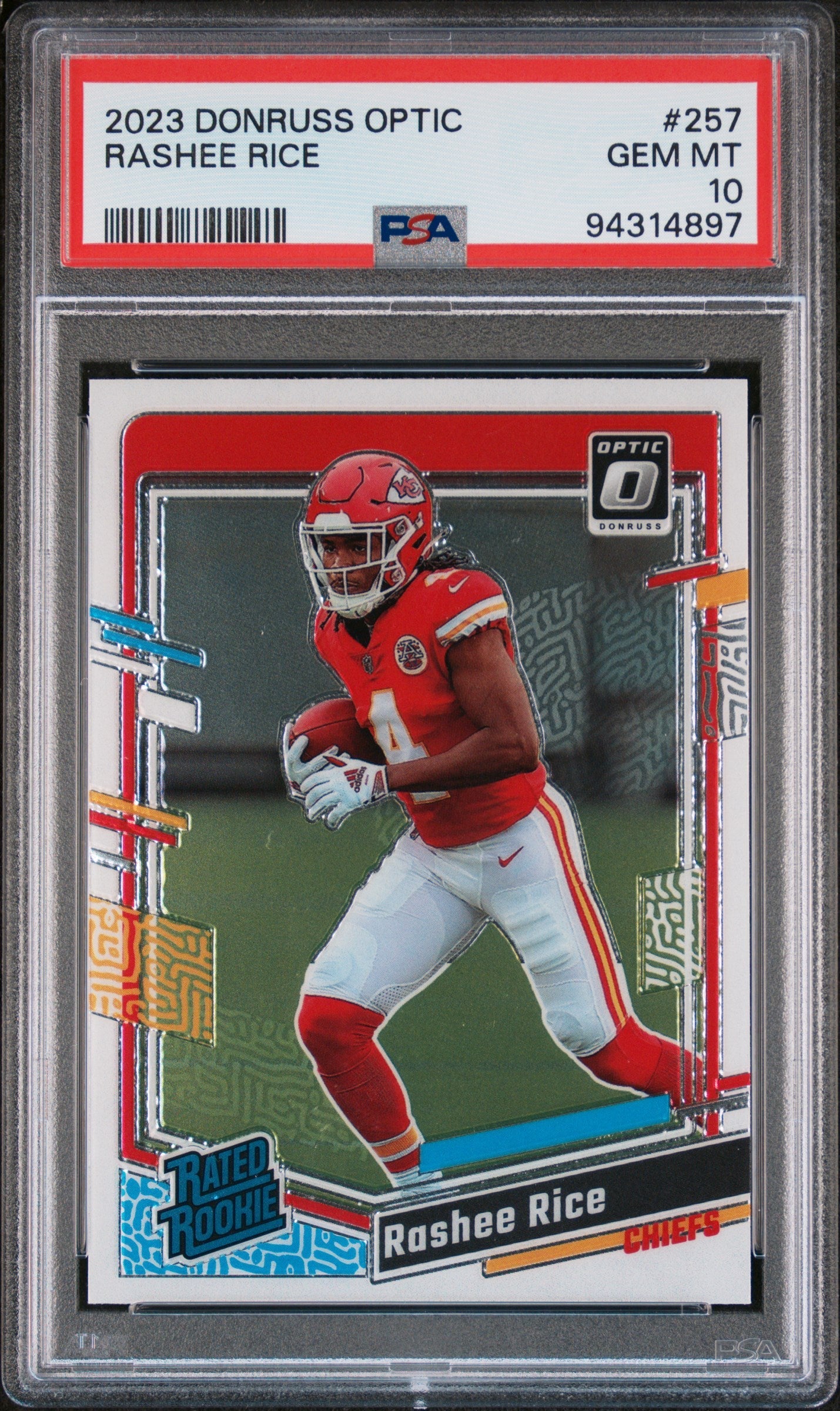 Graded 2023 Panini Donruss Optic Rashee Rice #257 Rookie RC Football Card PSA 10 Gem Mint