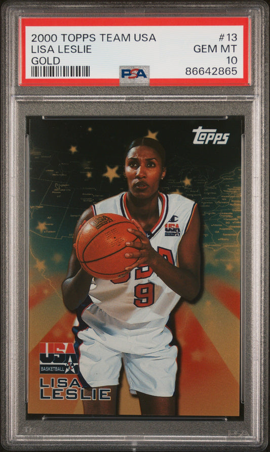 Graded 2000 Topps Team USA Lisa Leslie #13 Gold Basketball Card PSA 10 Gem Mint