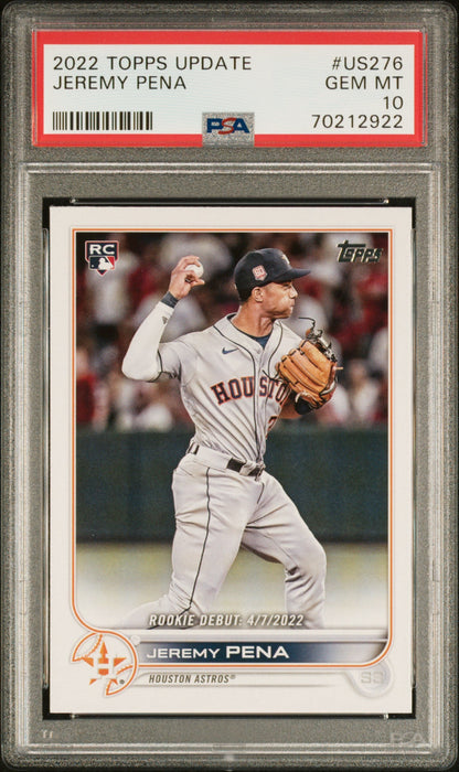 Graded 2022 Topps Update Jeremy Pena #US276 Rookie RC Baseball Card PSA 10 Gem Mint