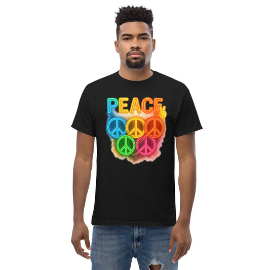 Neon Peace Sign Tee – Rainbow Glow Streetwear