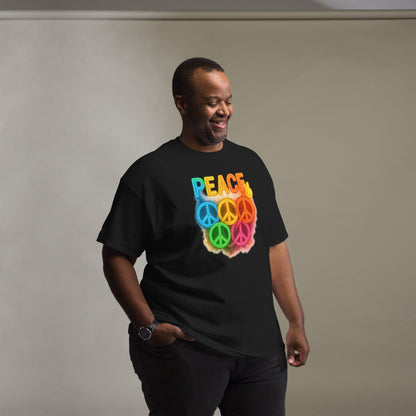 Neon Peace Sign Tee – Rainbow Glow Streetwear