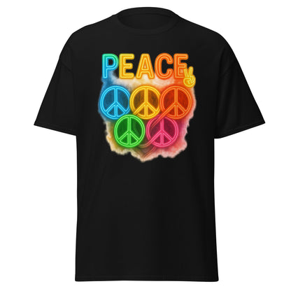 Neon Peace Sign Tee – Rainbow Glow Streetwear