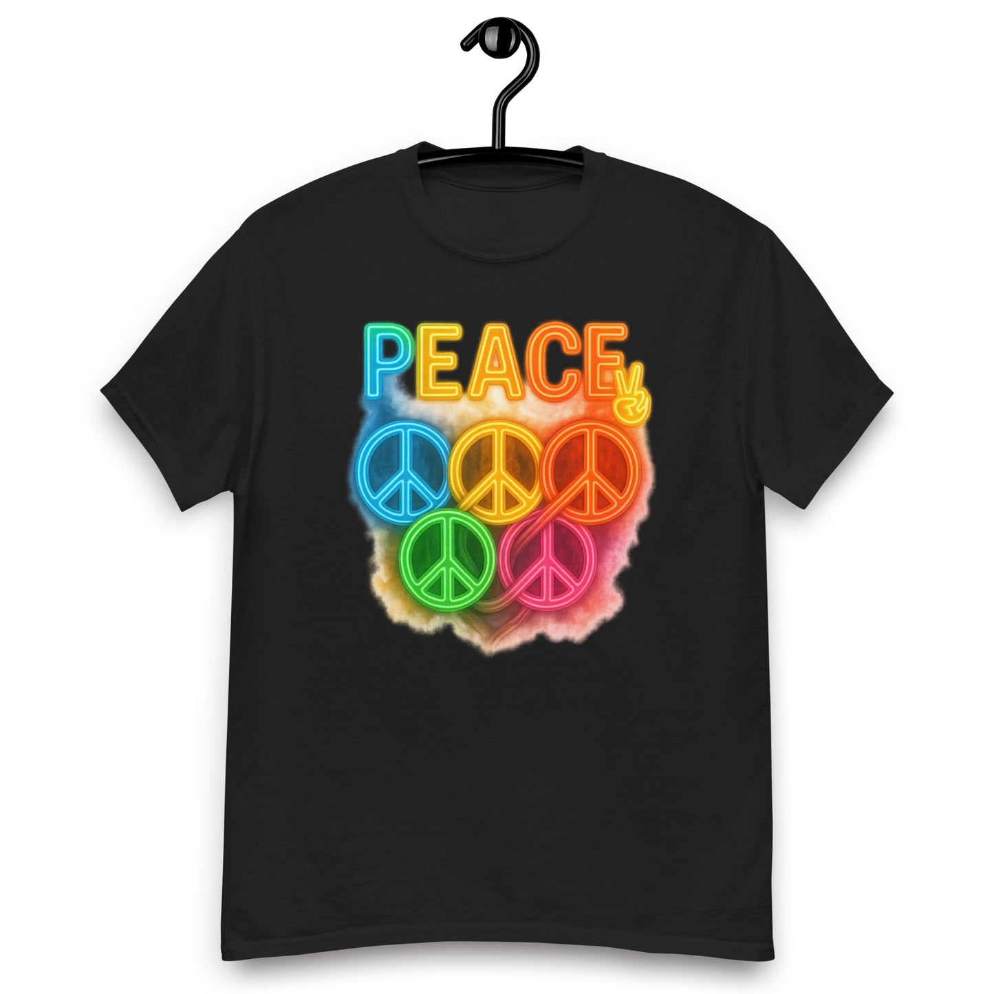 Neon Peace Sign Tee – Rainbow Glow Streetwear