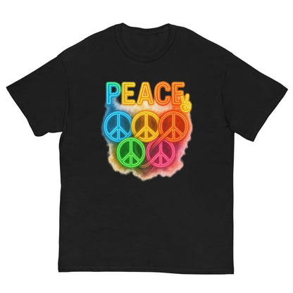 Neon Peace Sign Tee – Rainbow Glow Streetwear