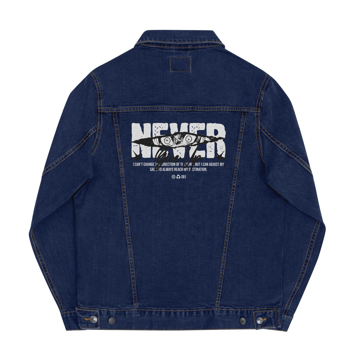 Never Give Up Denim Jacket
