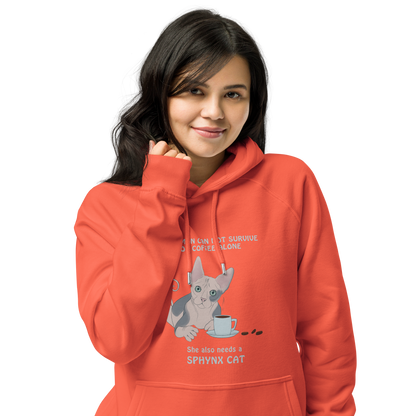 "WOMAN CAN'T SURVIVE ON COFFEE ALONE" ECO HOODIE