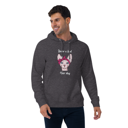 "NEVER A BAD HAIR DAY" UNISEX ECO HOODIE