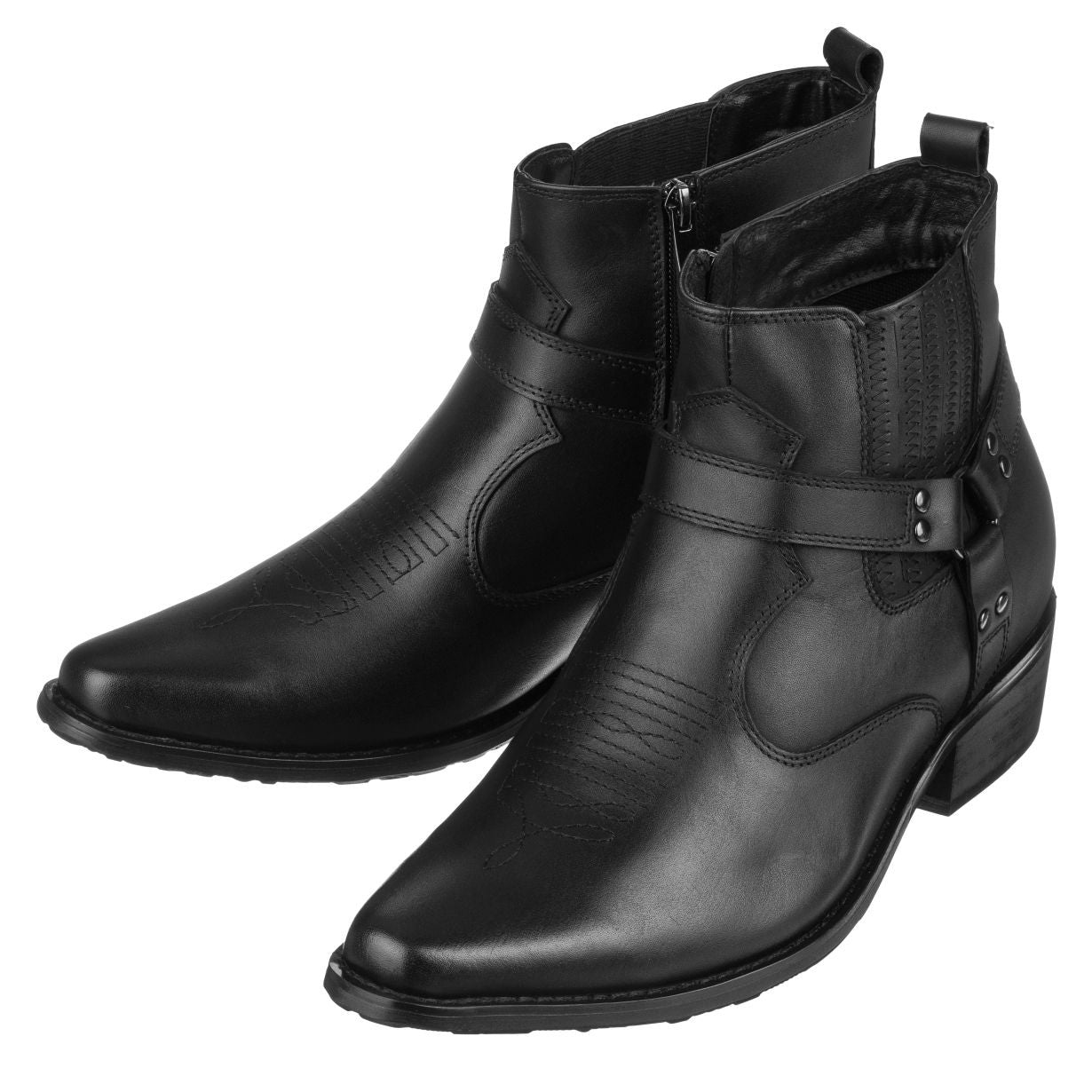 CALTO - T8112 - 3.3 Inches Taller (Black) - Zipper Boots - Triathlete Store