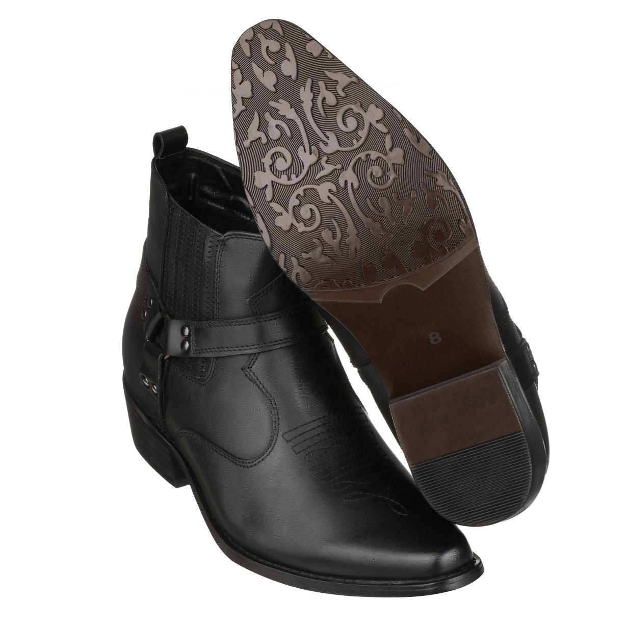 CALTO - T8112 - 3.3 Inches Taller (Black) - Zipper Boots - Triathlete Store