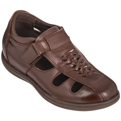 TOTO - G13072 - 3.2 Inches Taller (Cordovan Dark Brown) Braided Sandals - Super Lightweight - Triathlete Store
