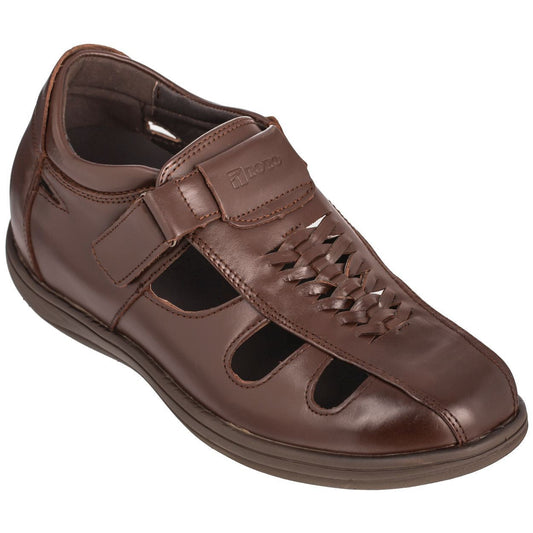 TOTO - G13072 - 3.2 Inches Taller (Cordovan Dark Brown) Braided Sandals - Super Lightweight - Triathlete Store