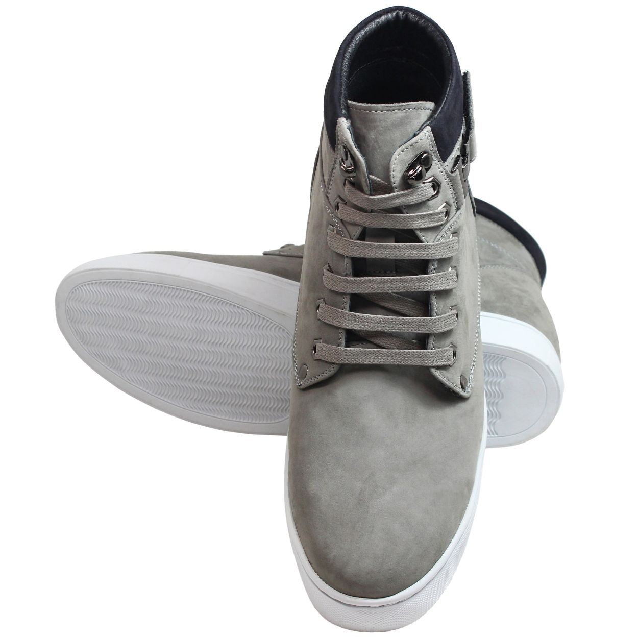 CALTO - T53120 - 2.6 Inches Taller (Nubuck Grey) - High top sneak-boot - Triathlete Store