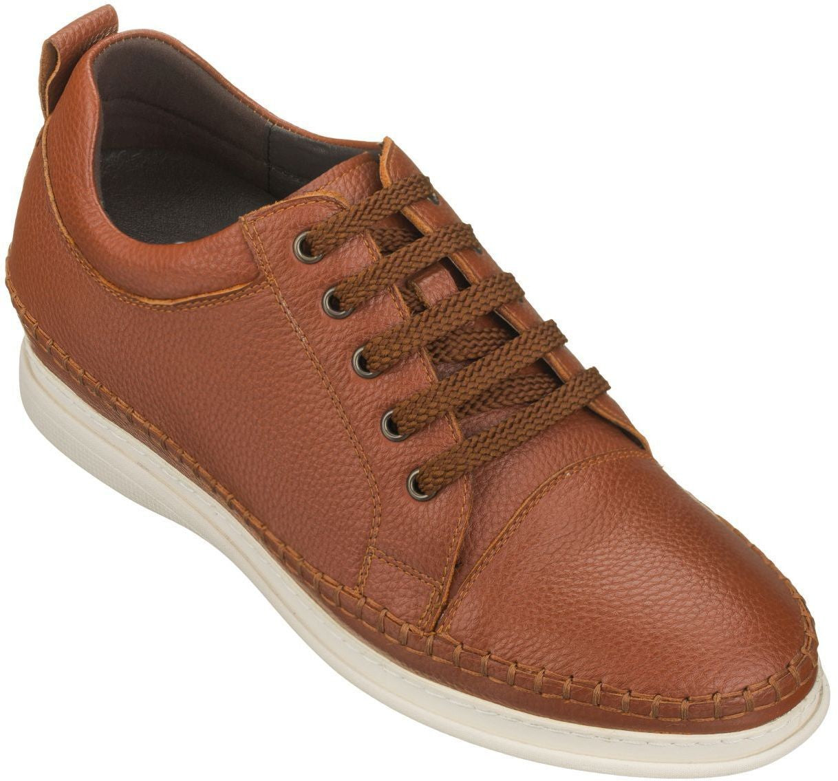 CALTO Casual 3 Inch Leather Elevator Sneakers - Brown - S4313 - Triathlete Store