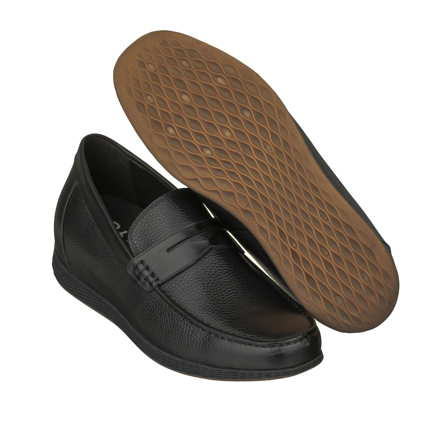 CALTO Black Penny Loafer Elevator Shoes - 2.4 Inches - S1090 - Triathlete Store