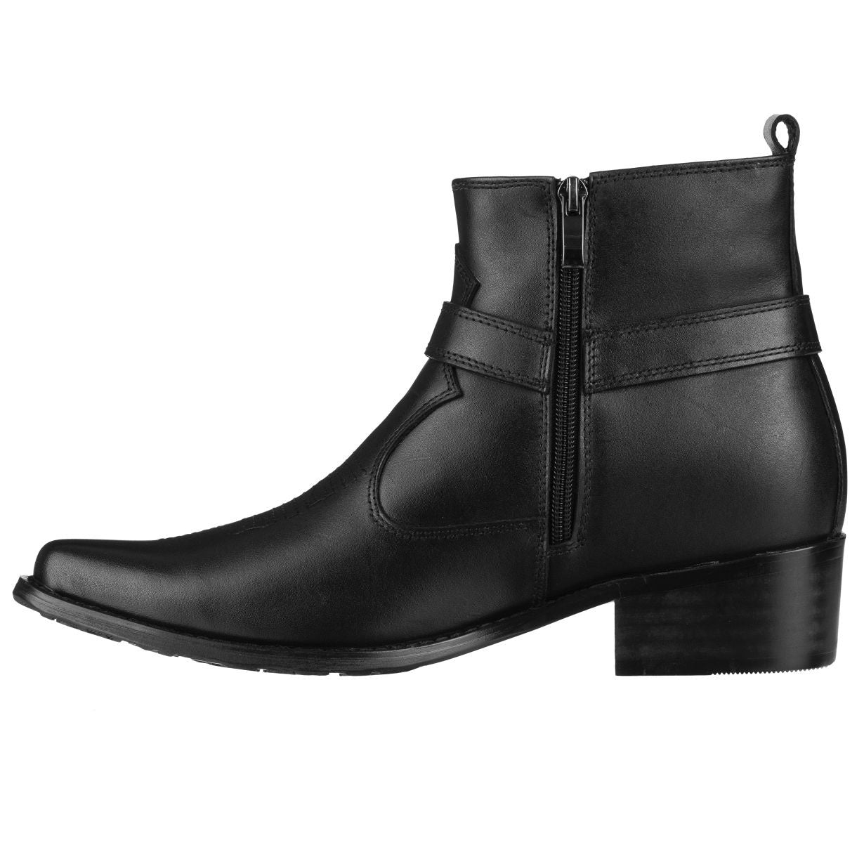 CALTO - T8112 - 3.3 Inches Taller (Black) - Zipper Boots - Triathlete Store
