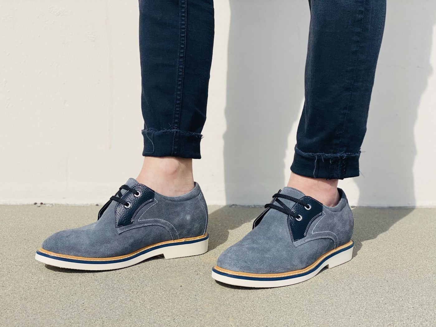CALTO Business Casual Grey Leather Shoes 2.8 Inch  - Y42023 - Triathlete Store