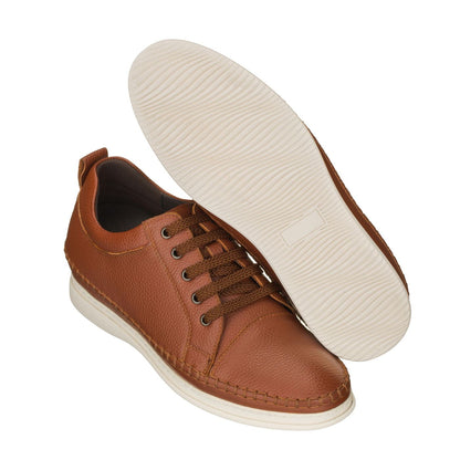 CALTO Casual 3 Inch Leather Elevator Sneakers - Brown - S4313 - Triathlete Store