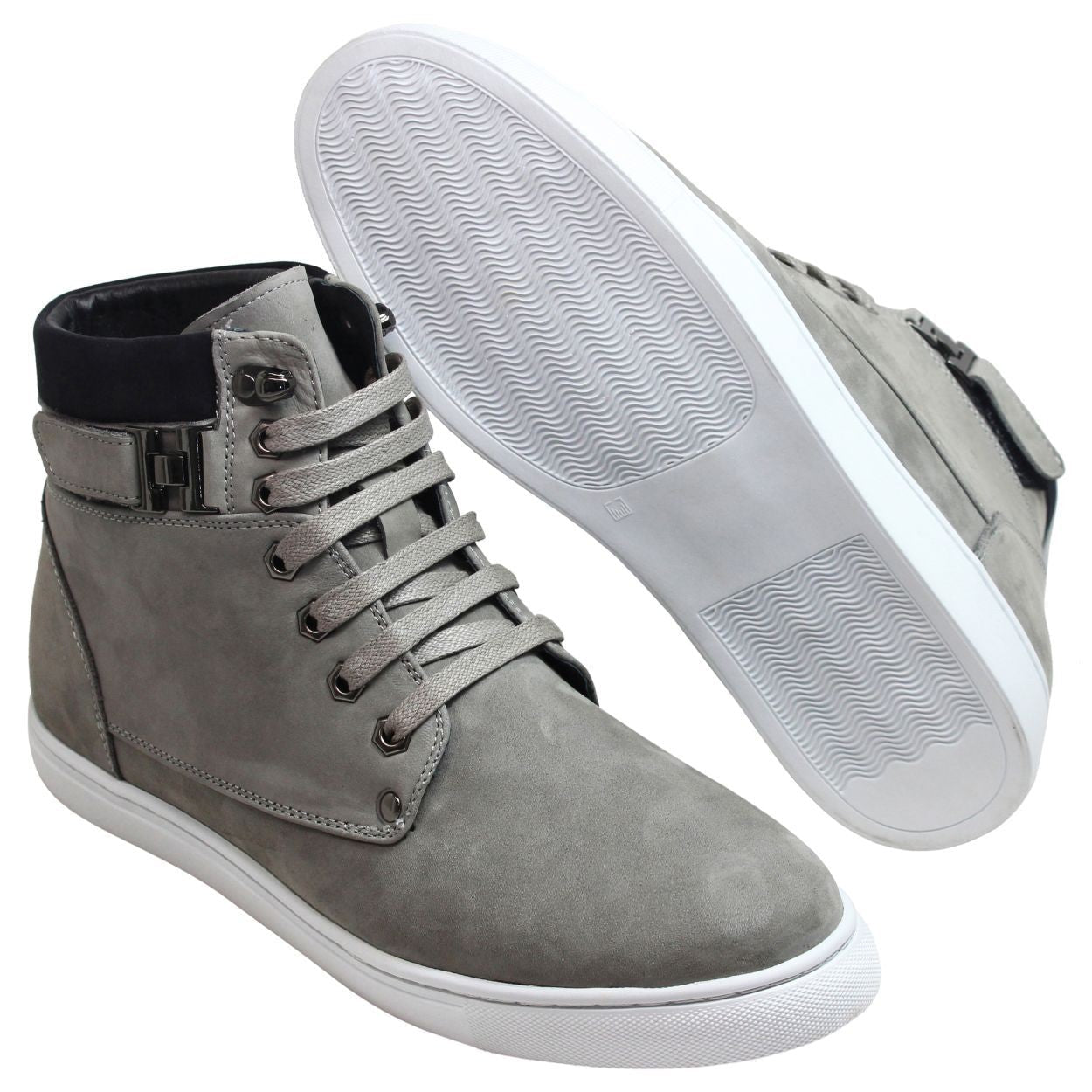 CALTO - T53120 - 2.6 Inches Taller (Nubuck Grey) - High top sneak-boot - Triathlete Store