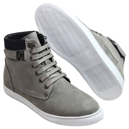 CALTO - T53120 - 2.6 Inches Taller (Nubuck Grey) - High top sneak-boot - Triathlete Store