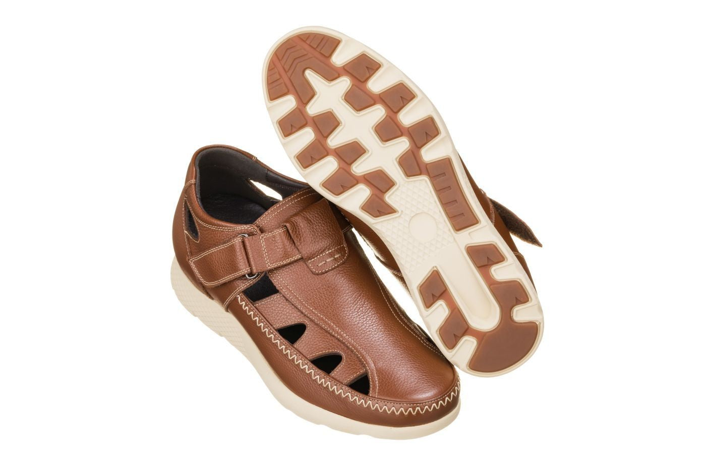 CALTO - K2133 - 2.8 Inches Taller (Brown) - Fisherman Sandal Lightweight - Triathlete Store