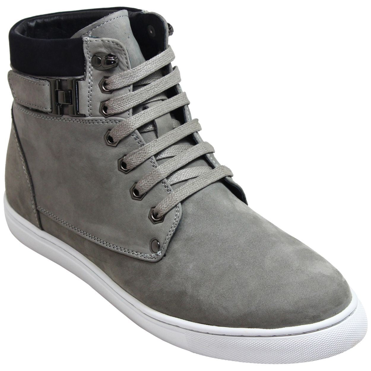 CALTO - T53120 - 2.6 Inches Taller (Nubuck Grey) - High top sneak-boot - Triathlete Store