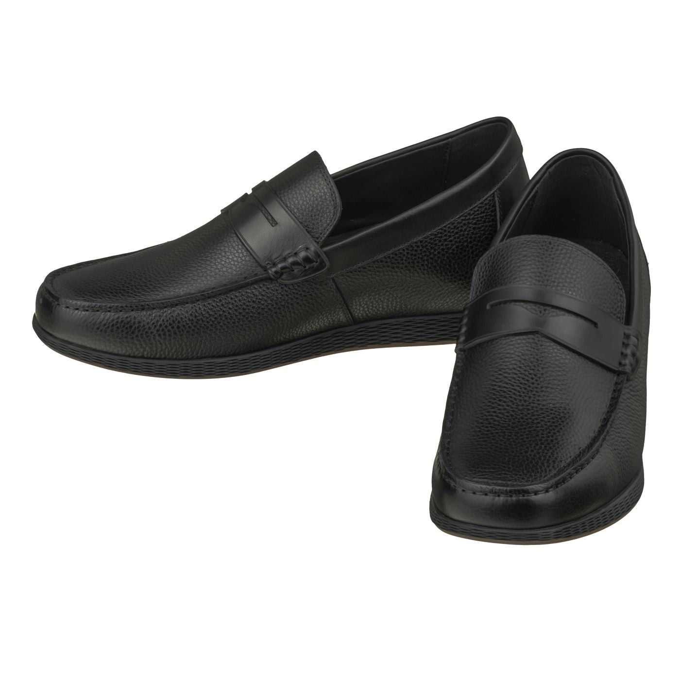 CALTO Black Penny Loafer Elevator Shoes - 2.4 Inches - S1090 - Triathlete Store