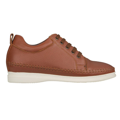 CALTO Casual 3 Inch Leather Elevator Sneakers - Brown - S4313 - Triathlete Store