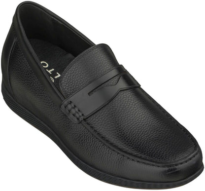 CALTO Black Penny Loafer Elevator Shoes - 2.4 Inches - S1090 - Triathlete Store