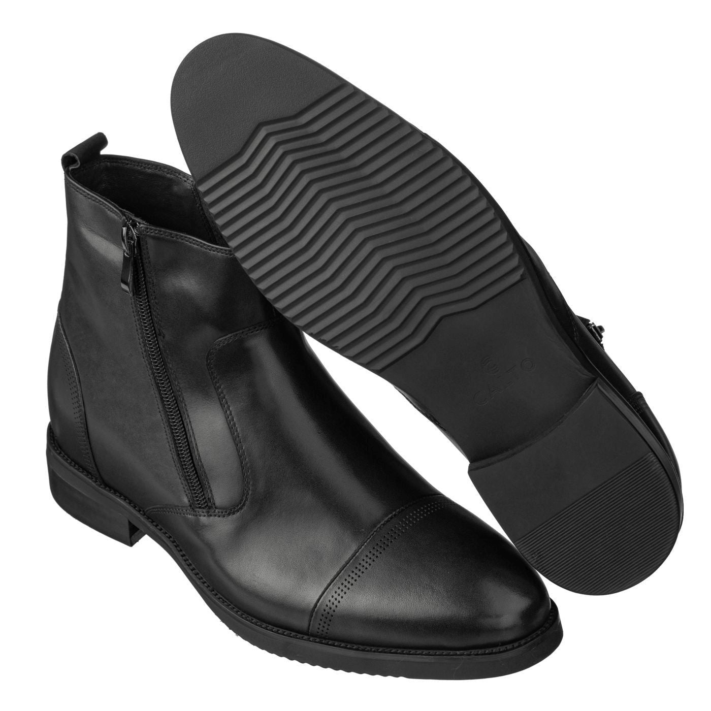 CALTO - S28001 - 3.2 Inches Taller (Black) - Lightweight - Zipper Boots - Triathlete Store