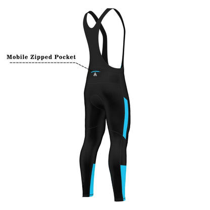 Urban Cycling Blue Thermal Winter Fleece Jersey Bib Tights – Insulated Cold-Weather Cycling Performance