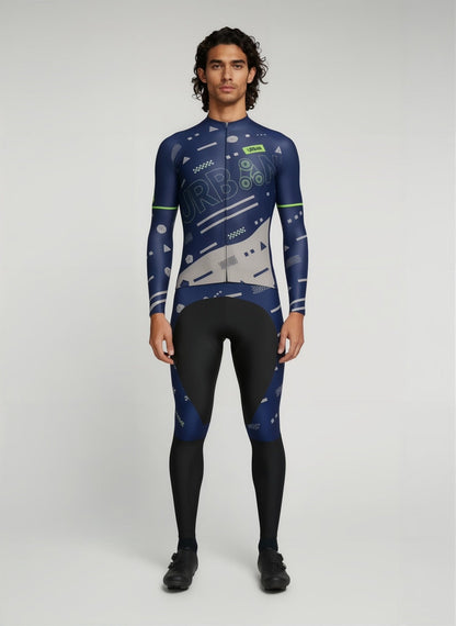 Urban Cycling Pro Geo Thermal Long Sleeve Jersey & Cargo Bib Tights Kit – Winter Cycling Performance and Storage