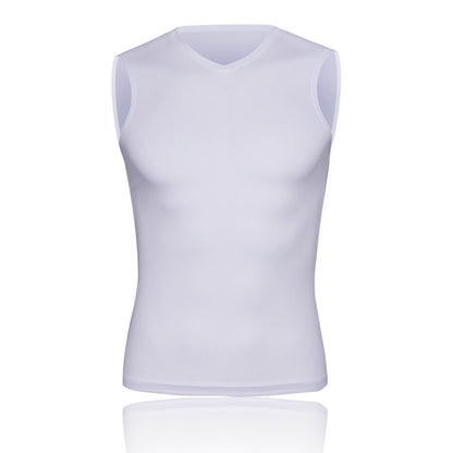 Men's Mesh Base Layer - White Sleeveless Cycling Undershirt