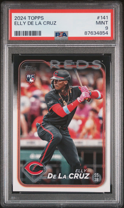 Graded 2024 Topps Elly De La Cruz #141 Rookie RC Baseball Card PSA 9 Mint