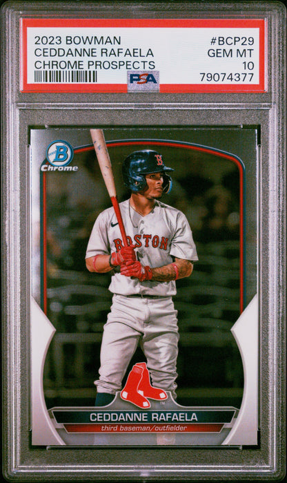Graded 2023 Topps Bowman Ceddanne Rafaela #BCP29 Chrome Prospects Rookie RC Baseball Card PSA 10 Gem Mint