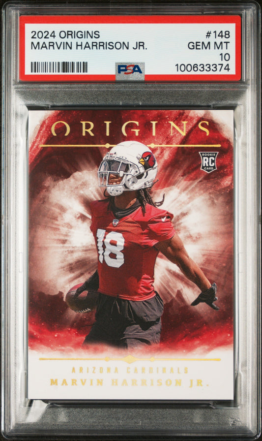 Graded 2024 Panini Origins Marvin Harrison Jr #148 Rookie RC Football Card PSA 10 Gem Mint
