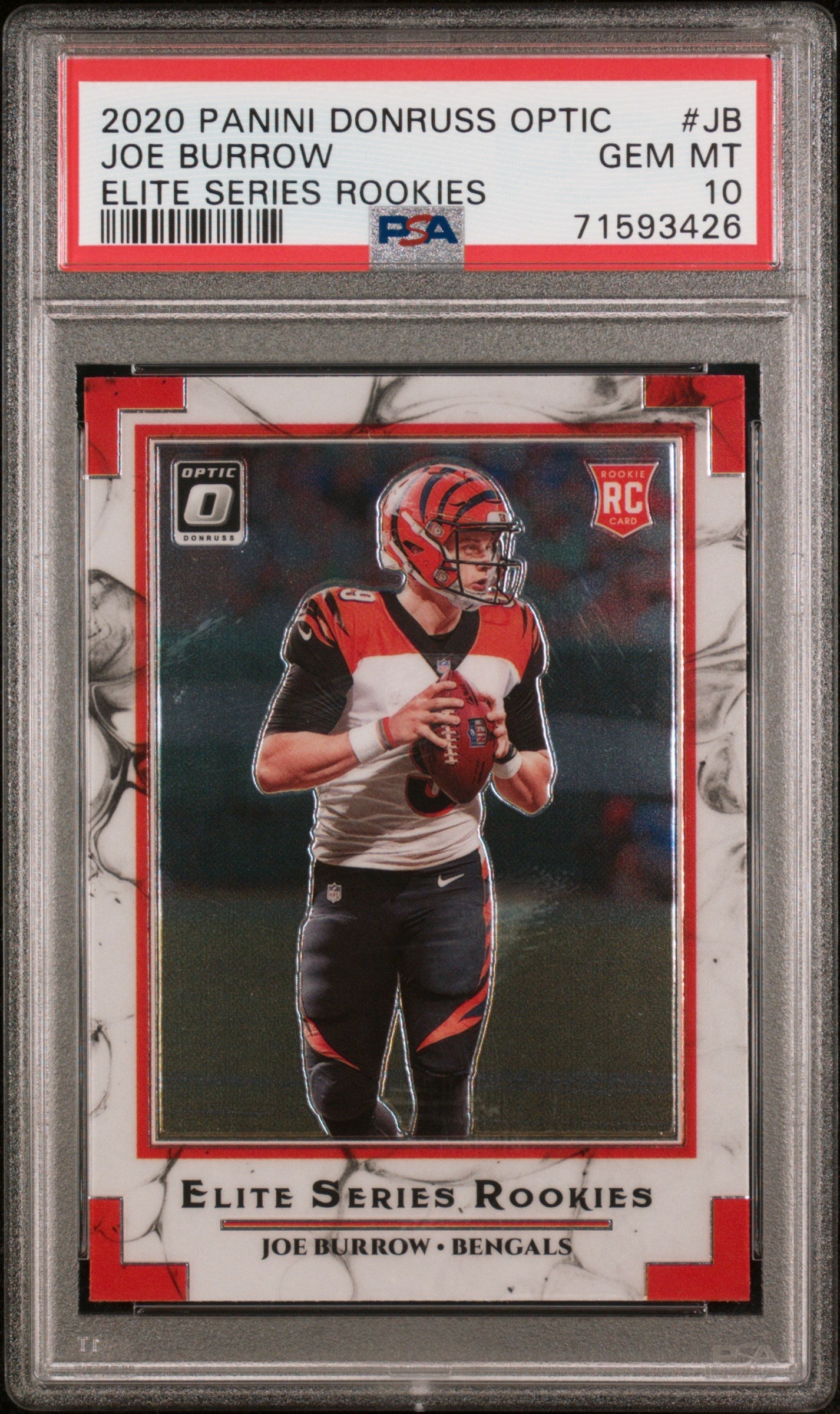 Graded 2020 Panini Donruss Optic Joe Burrow #JB Elite Series Rookies Rookie RC Football Card PSA 10 Gem Mint