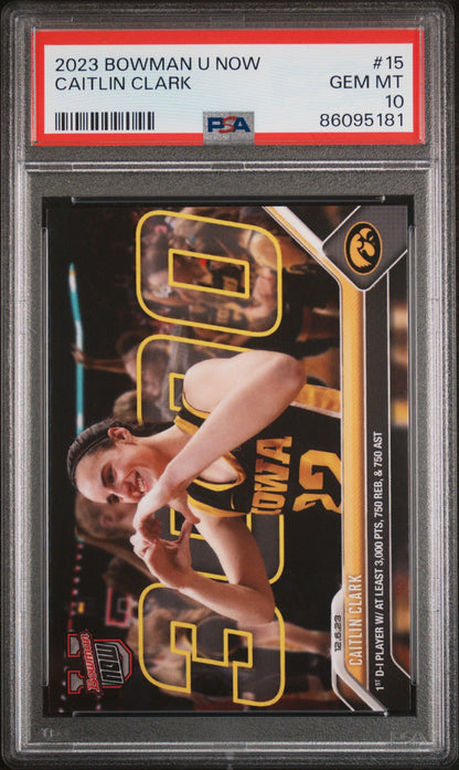 Graded 2023 Topps Bowman U Now Caitlin Clark #15 Rookie RC Basketball Card PSA 10 Gem Mint